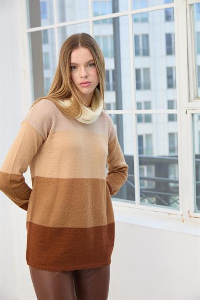 Gabby Balıkçı Yaka Çizgili Kazak-TABA