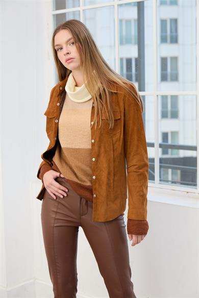 Gabby Balıkçı Yaka Çizgili Kazak-TABA