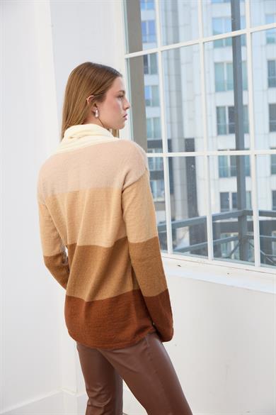 Gabby Balıkçı Yaka Çizgili Kazak-TABA