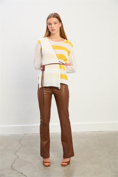 Harper Bisiklet Yaka Çizgili Triko Bluz-Sarı