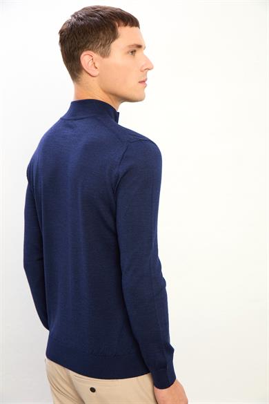 Jasper Erkek Fermuarlı Polo Yaka Triko Kazak-Lacivert