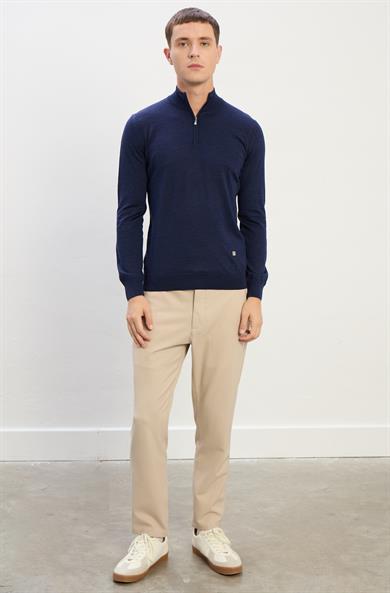 Jasper Erkek Fermuarlı Polo Yaka Triko Kazak-Lacivert