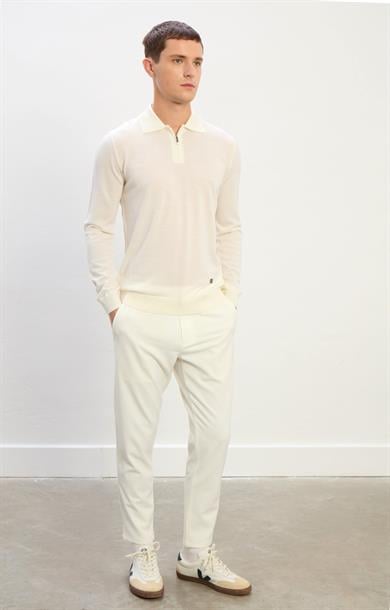 Logan Erkek Fermuarlı Polo Yaka Triko Kazak-Ekru