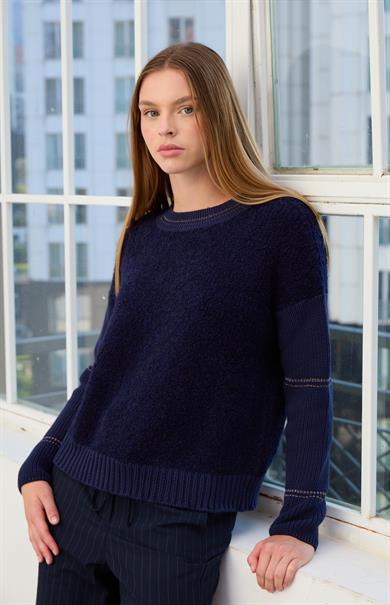 Maya Düz Kesim Triko Kazak-LACİVERT