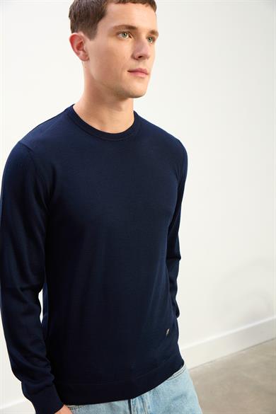 Miles Erkek Basic Yuvarlak Yaka Kazak-Indigo