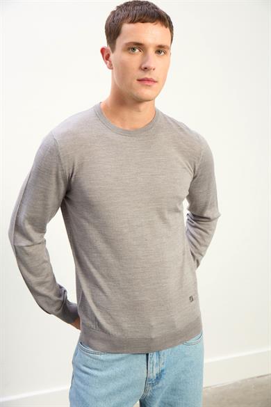 Miles Erkek Basic Yuvarlak Yaka Kazak-Gri