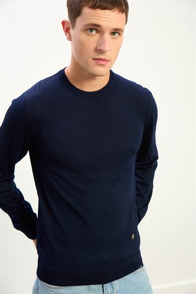 Miles Erkek Basic Yuvarlak Yaka Kazak-Indigo