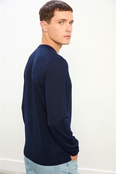 Miles Erkek Basic Yuvarlak Yaka Kazak-Indigo