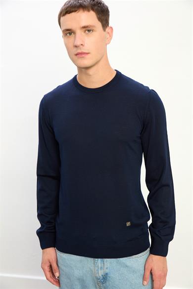 Miles Erkek Basic Yuvarlak Yaka Kazak-Indigo