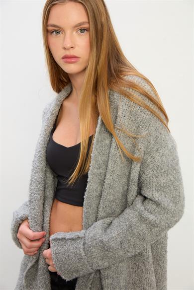 Nina Yumuşak Dokulu Triko Hırka-Gri