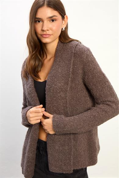 Nina Yumuşak Dokulu Triko Hırka-Kahve