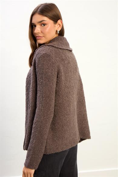 Nina Yumuşak Dokulu Triko Hırka-Kahve