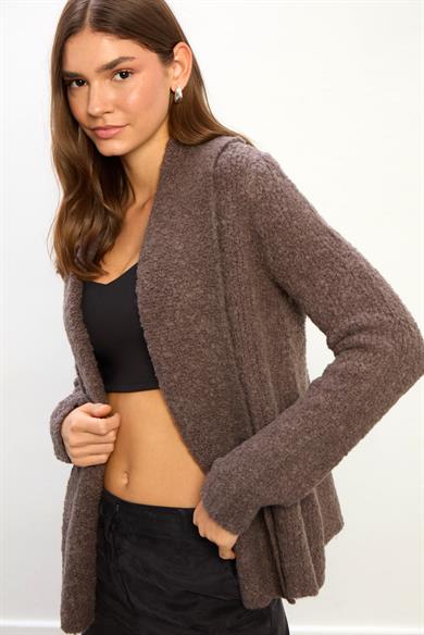 Nina Yumuşak Dokulu Triko Hırka-Kahve