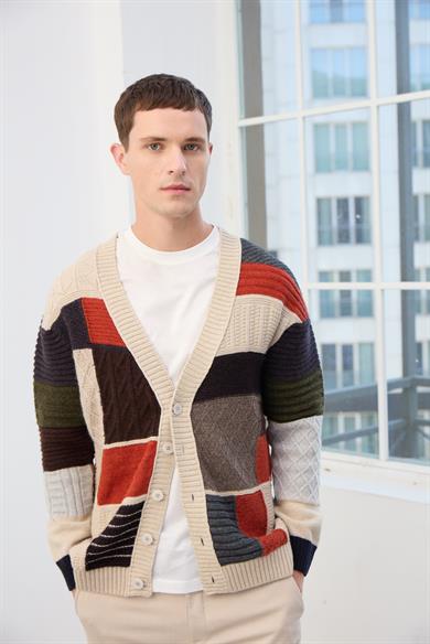 Oliver Patchwork Desenli Triko Hırka-Çok Renkli