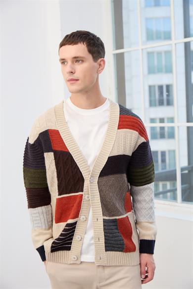 Oliver Patchwork Desenli Triko Hırka-Çok Renkli