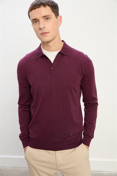 Owen Erkek Polo Yaka Triko Kazak-Bordo
