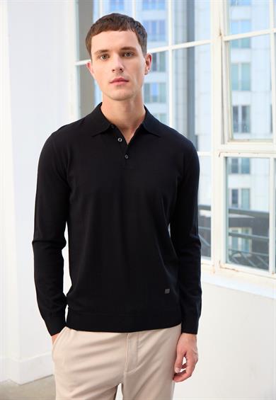 Owen Erkek Polo Yaka Triko Kazak-Siyah