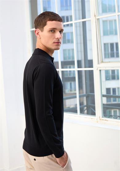 Owen Erkek Polo Yaka Triko Kazak-Siyah