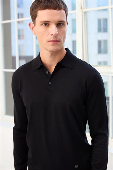 Owen Erkek Polo Yaka Triko Kazak-Siyah