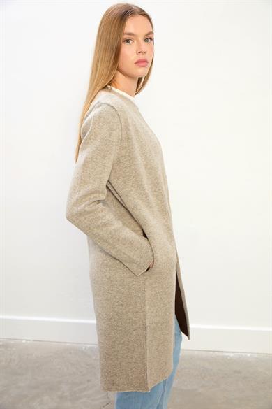 Sophia Uzun Triko Ceket-Bej
