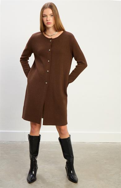 Sophia Uzun Triko Ceket-Kahve