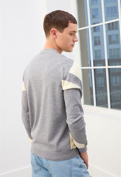 Zenith Desenli V Yaka Erkek Hırka-Gri