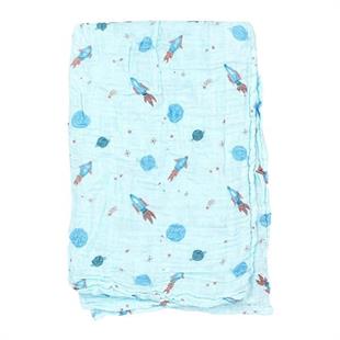 Tiffany Baby Space Ship Baskılı Müslin Bebek Battaniye Turkuaz 79080