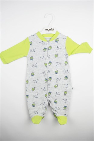 Mymio Baby Erkek Bebek Patikli Çıtçıtlı Tulum Yeşil 3021