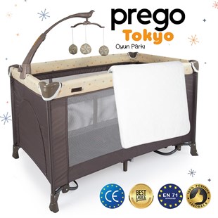 Prego Tokyo Dönenceli Oyun Parkı 70*110 Cm Bej + Yatak Hediyeli
