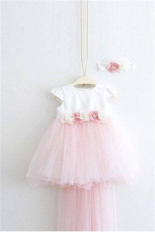 Pugi Baby Kız Bebek Kuyruklu Mevlüt Elbisesi Pembe 3602