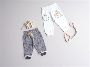 Tiffany Baby Kız Bebek 2li Patiksiz Pantolon Ekru/Füme 1406