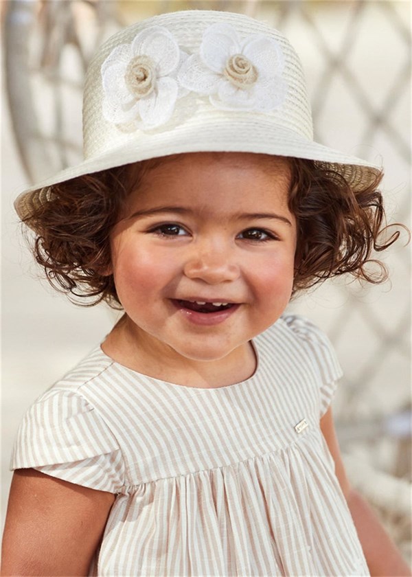 Mayoral Kız Çocuk Çiçekli Şapka Beyaz 10203