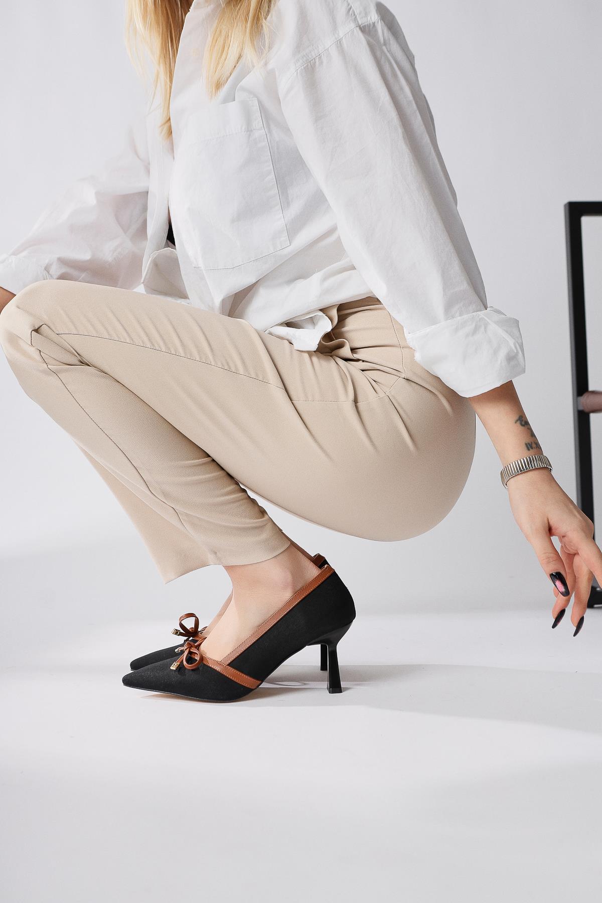 Loviisa Siyah-Kahve Fiyonk Detaylı Topuklu Ayakkabı | Limoya.com ile Modayı  Keşfet!