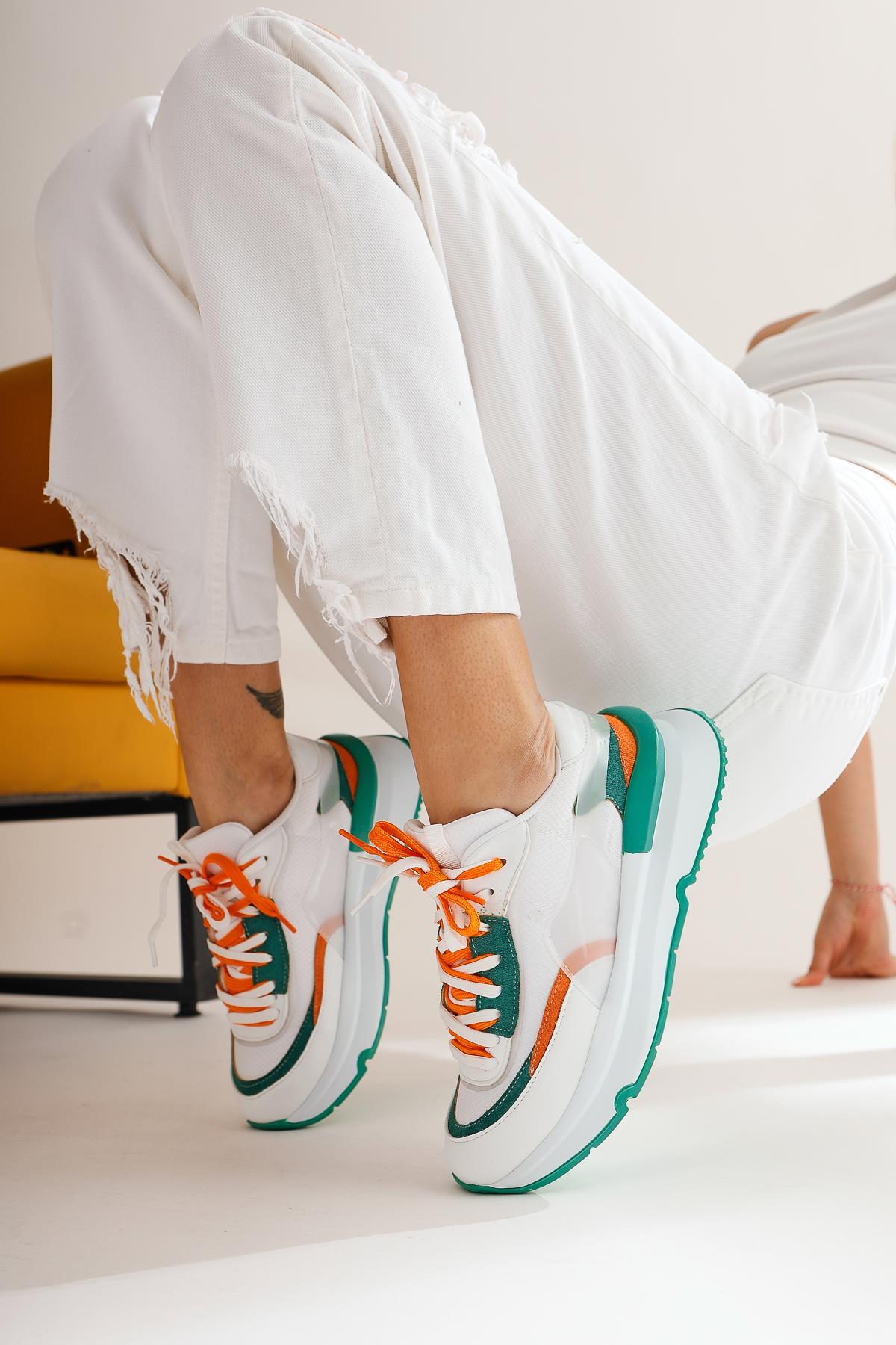 Luam Beyaz Yeşil Sneakers Spor Ayakkabı