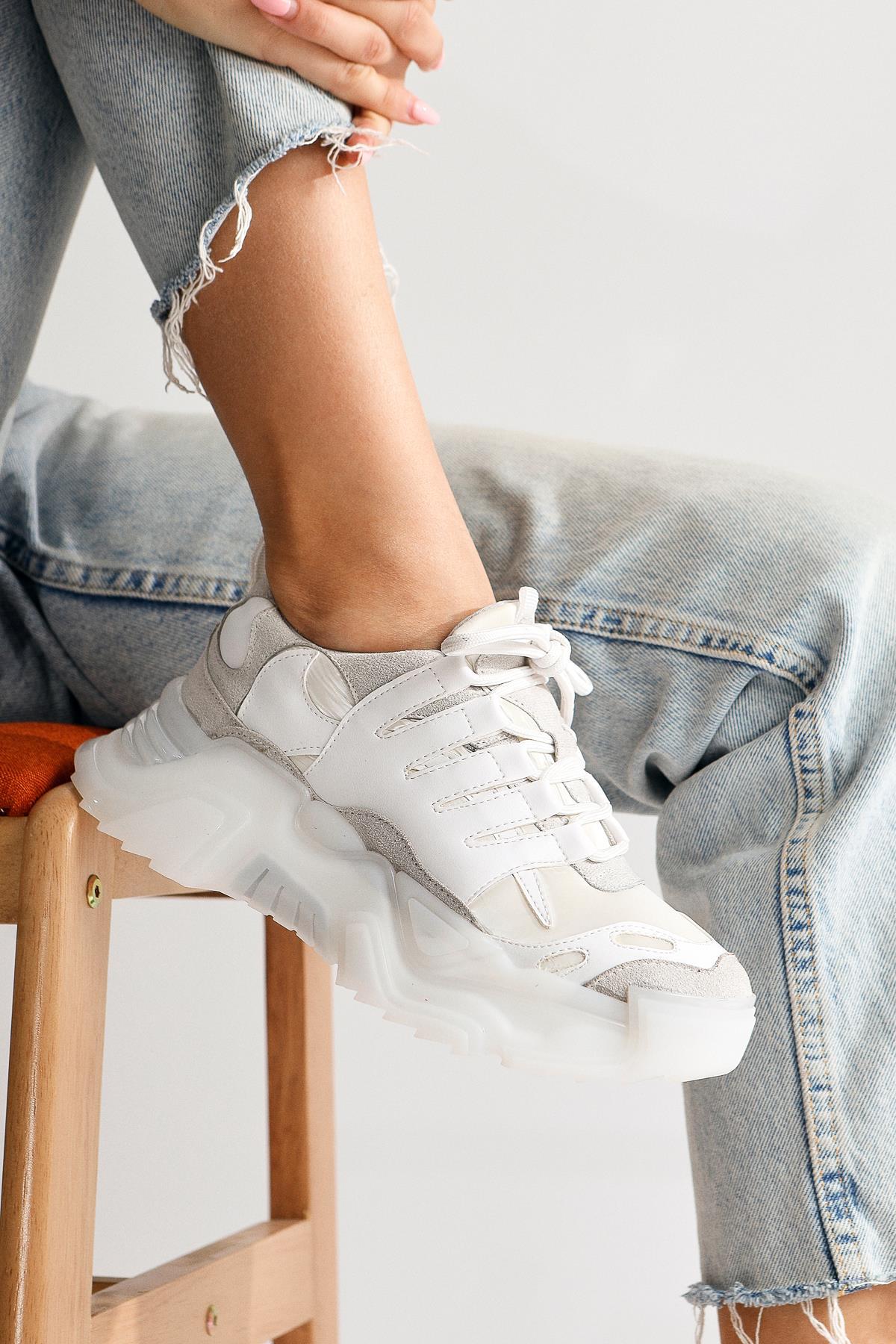 Willa Beyaz Gri Comfort Taban Spor Ayakkabı | Limoya.com ile Modayı Keşfet!