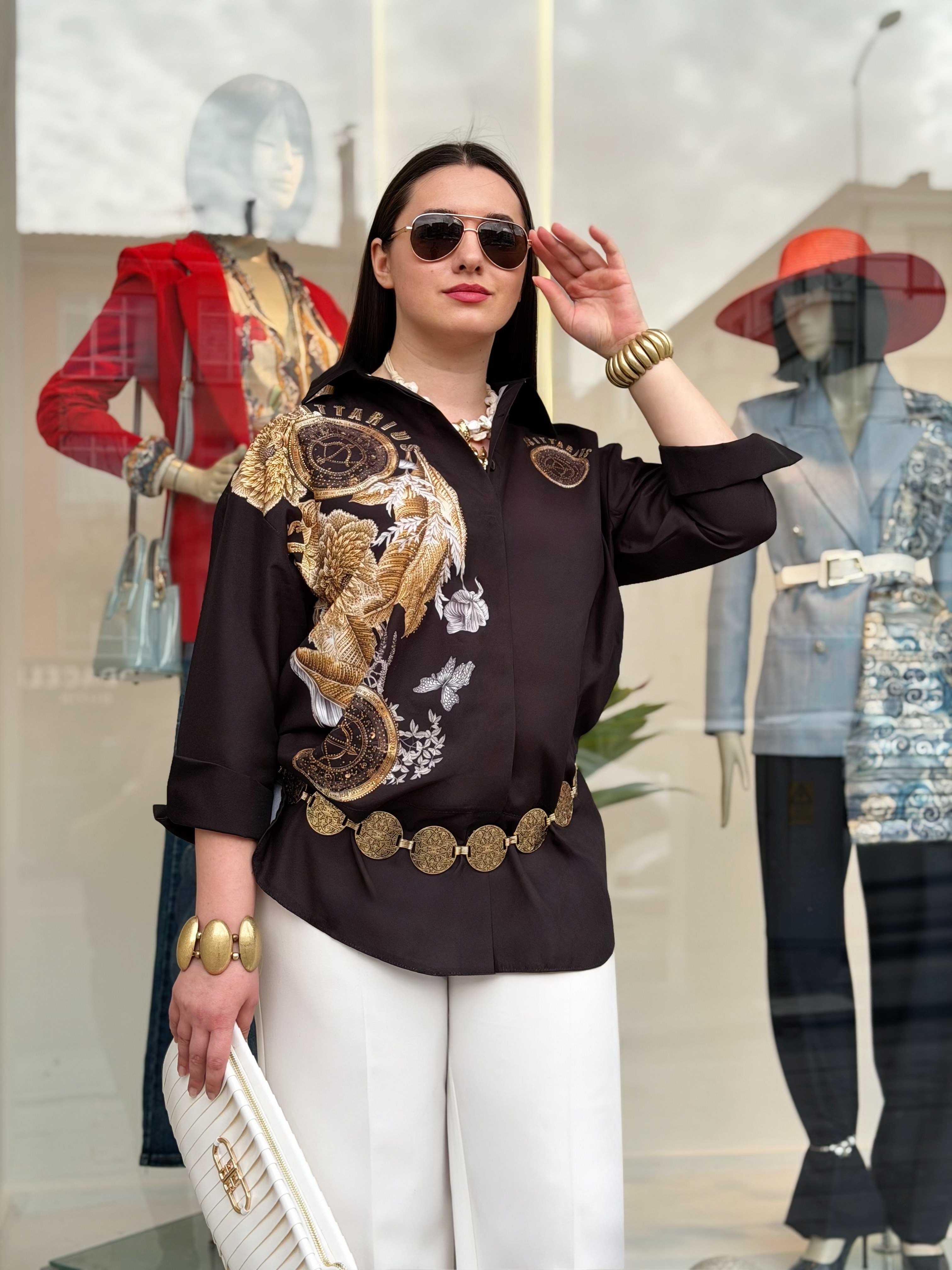 GÖMLEK Gold Taşlı Gömlek