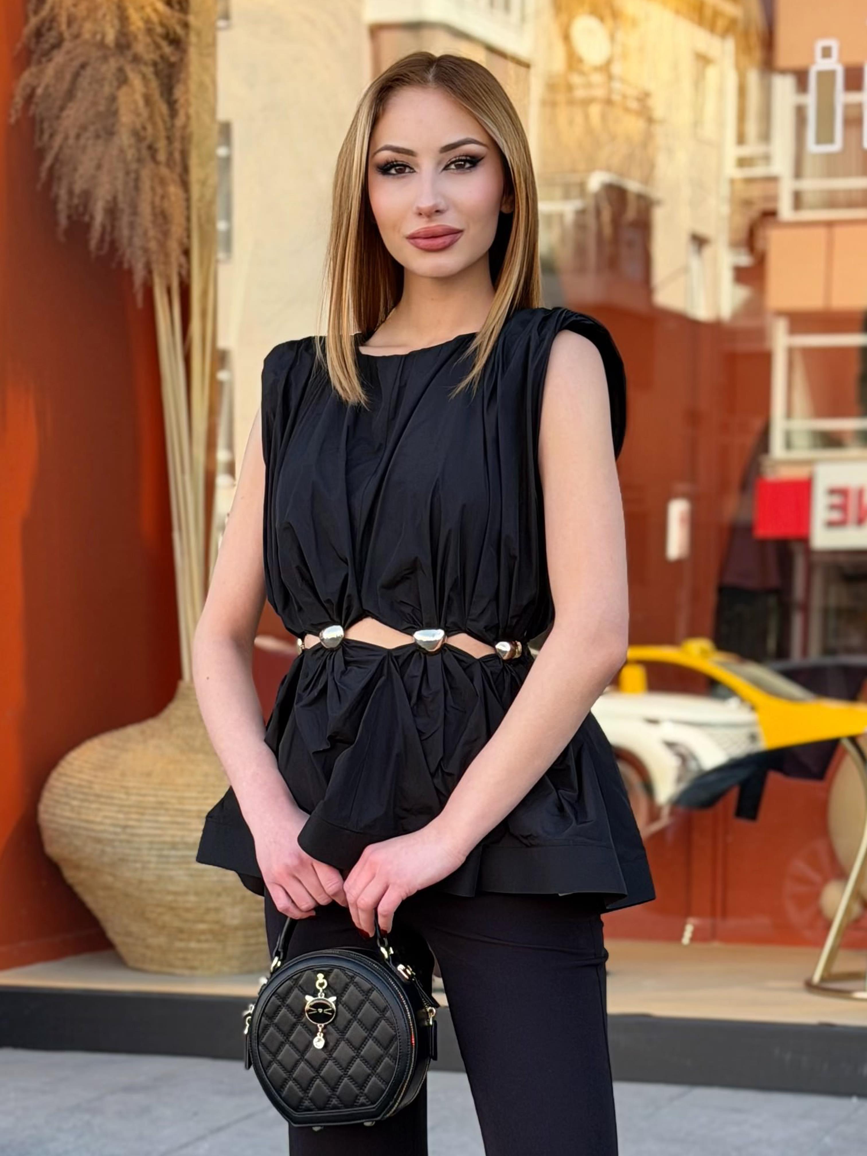 BLUZ Bel Tokalı Tafta Bluz