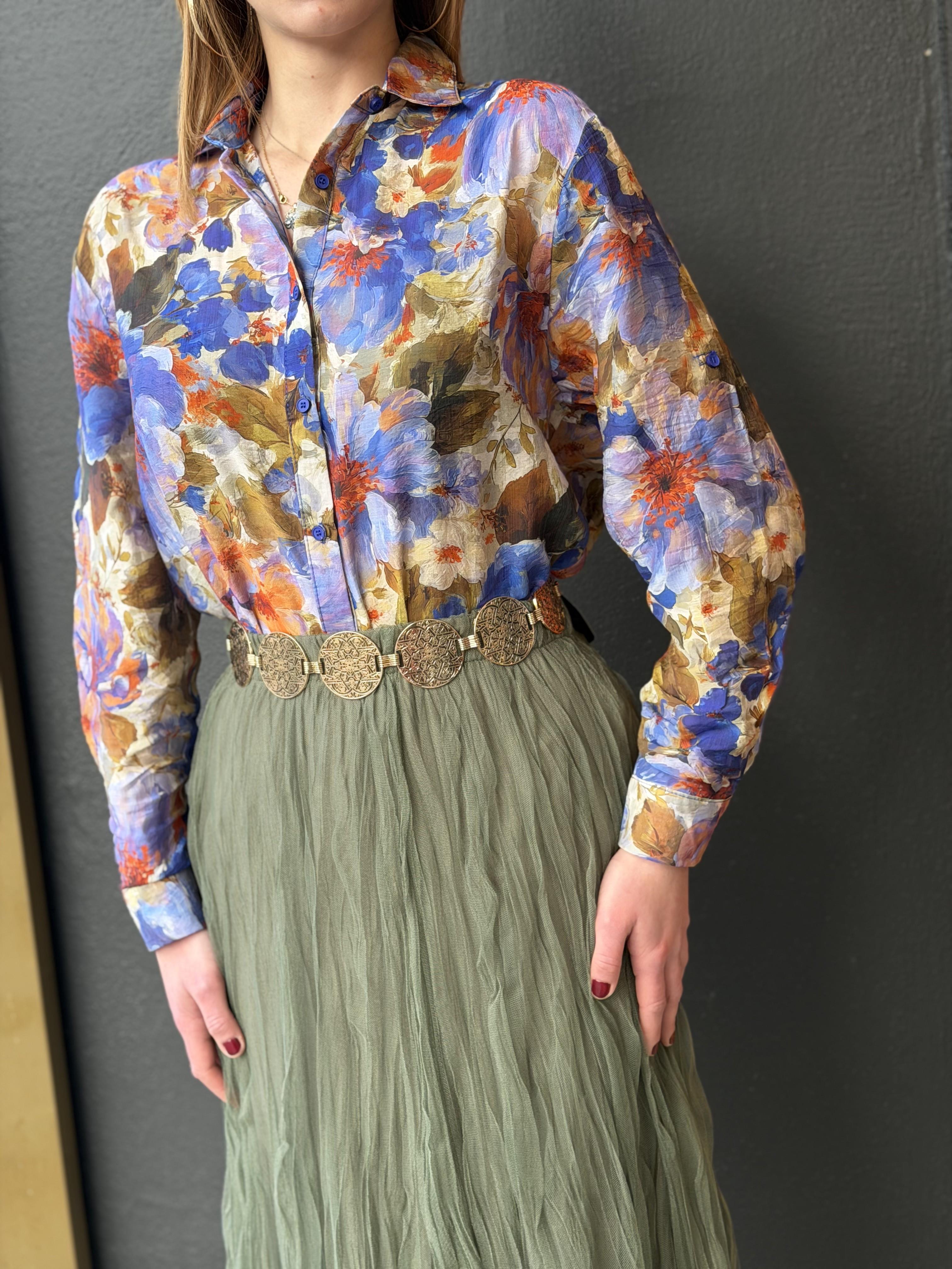 GÖMLEK Çiçek Baskı Gömlek