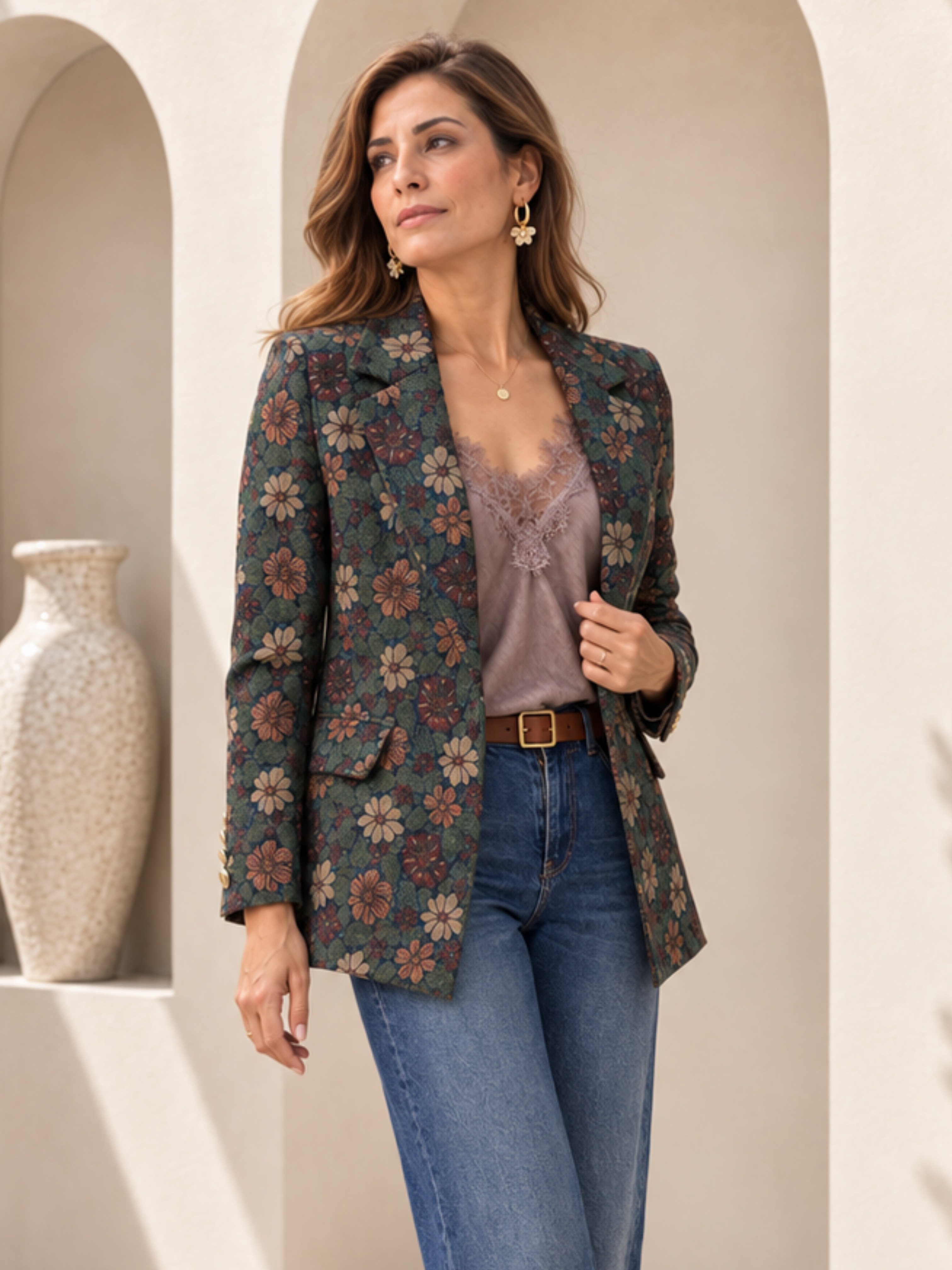 Küçük BedenDış GiyimCeket Çiçekli Blazer Ceket