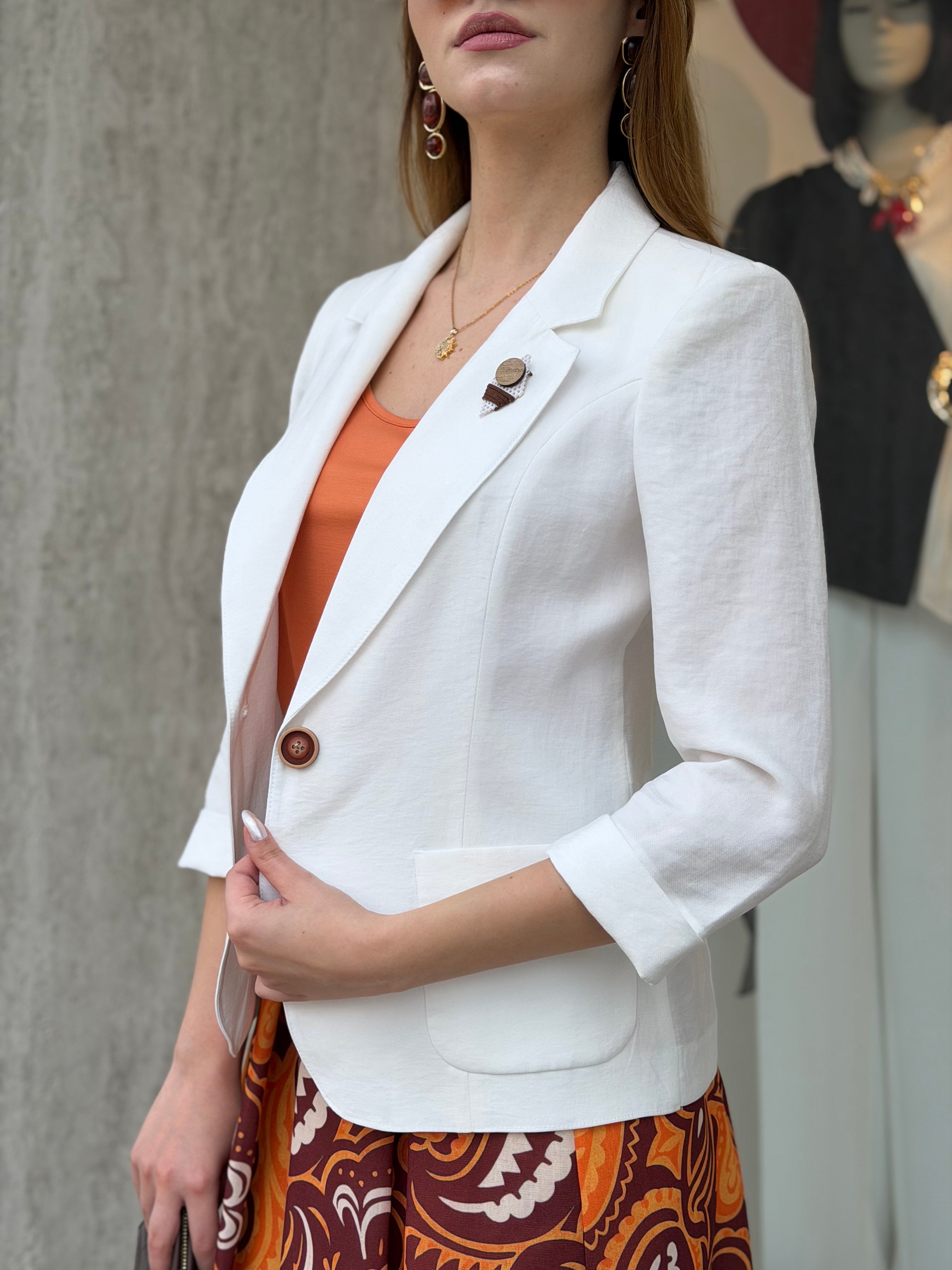 CEKET Keten Blazer Ceket