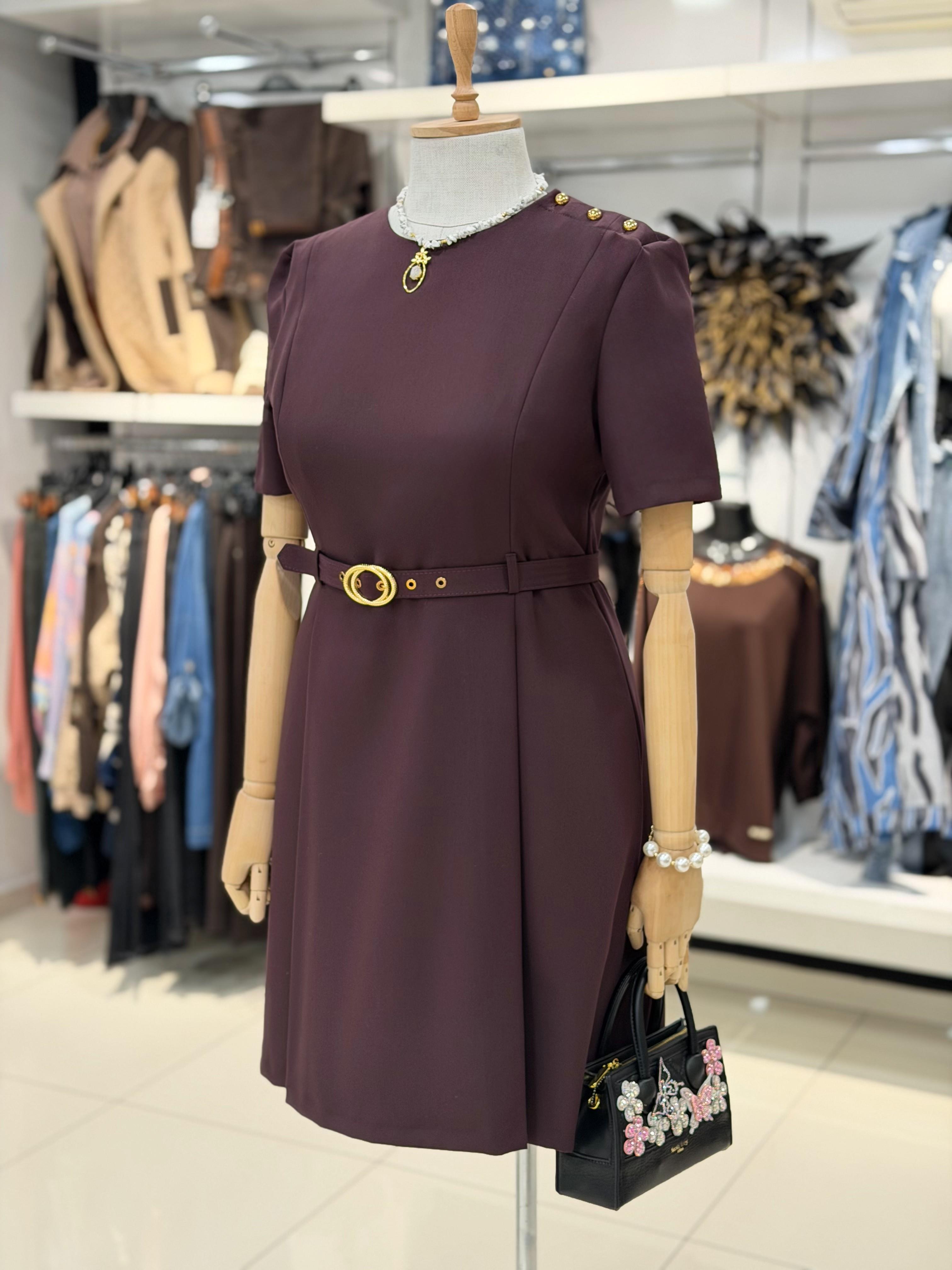 ELBİSE Kısa Kol Pileli Elbise