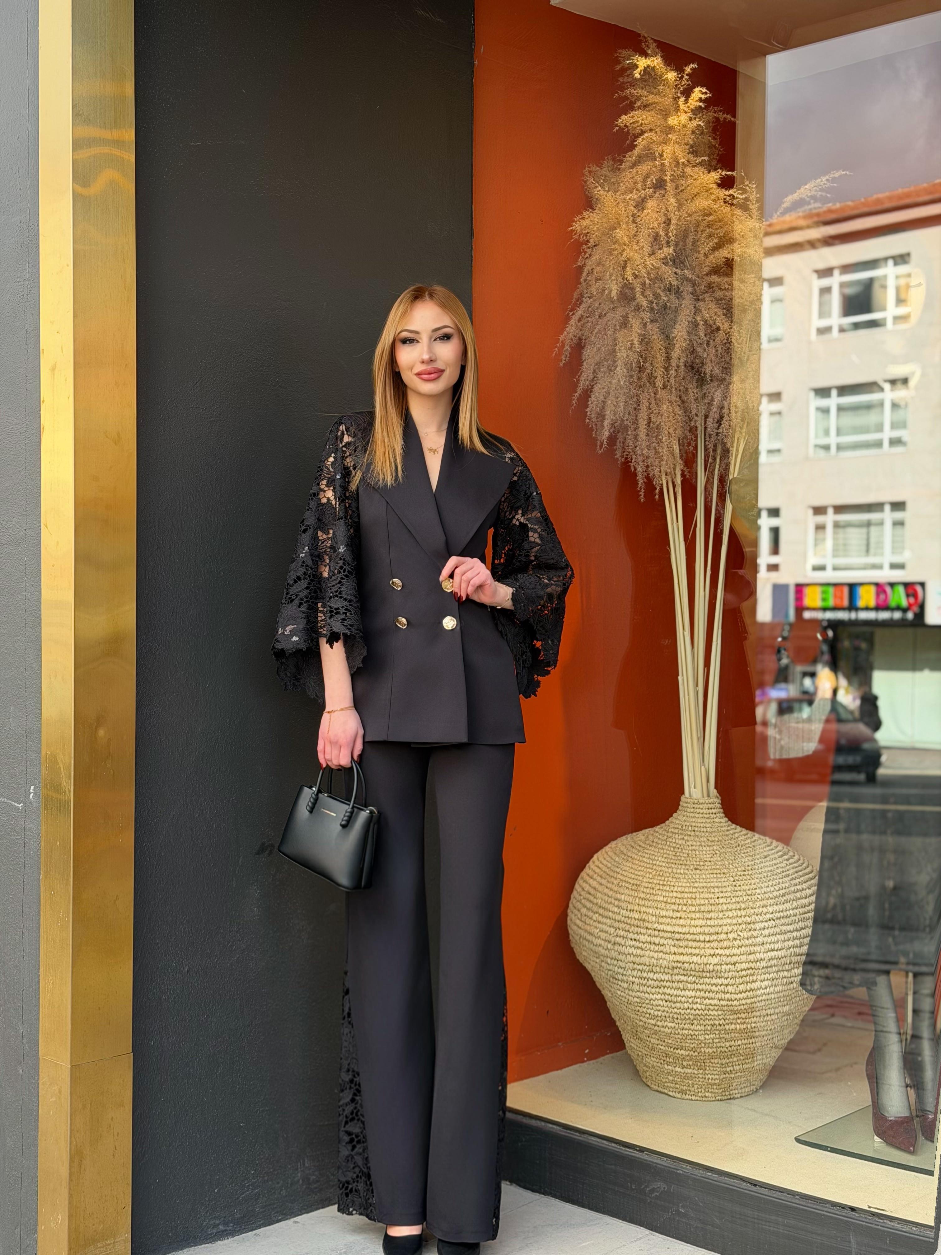 CEKET Kol Dantelli Kruvaze Ceket