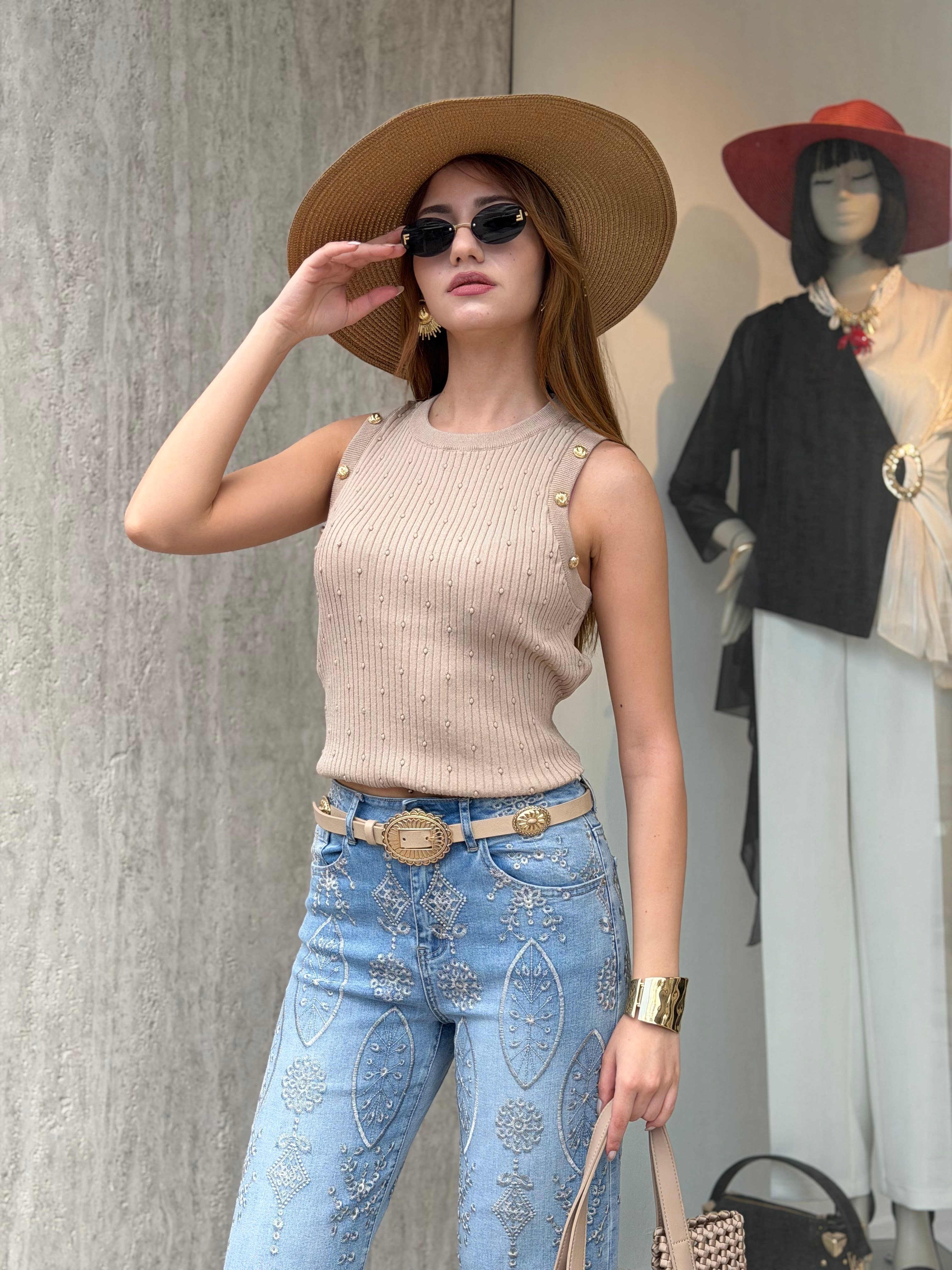 BLUZ Kolları Düğmeli Merserize Bluz