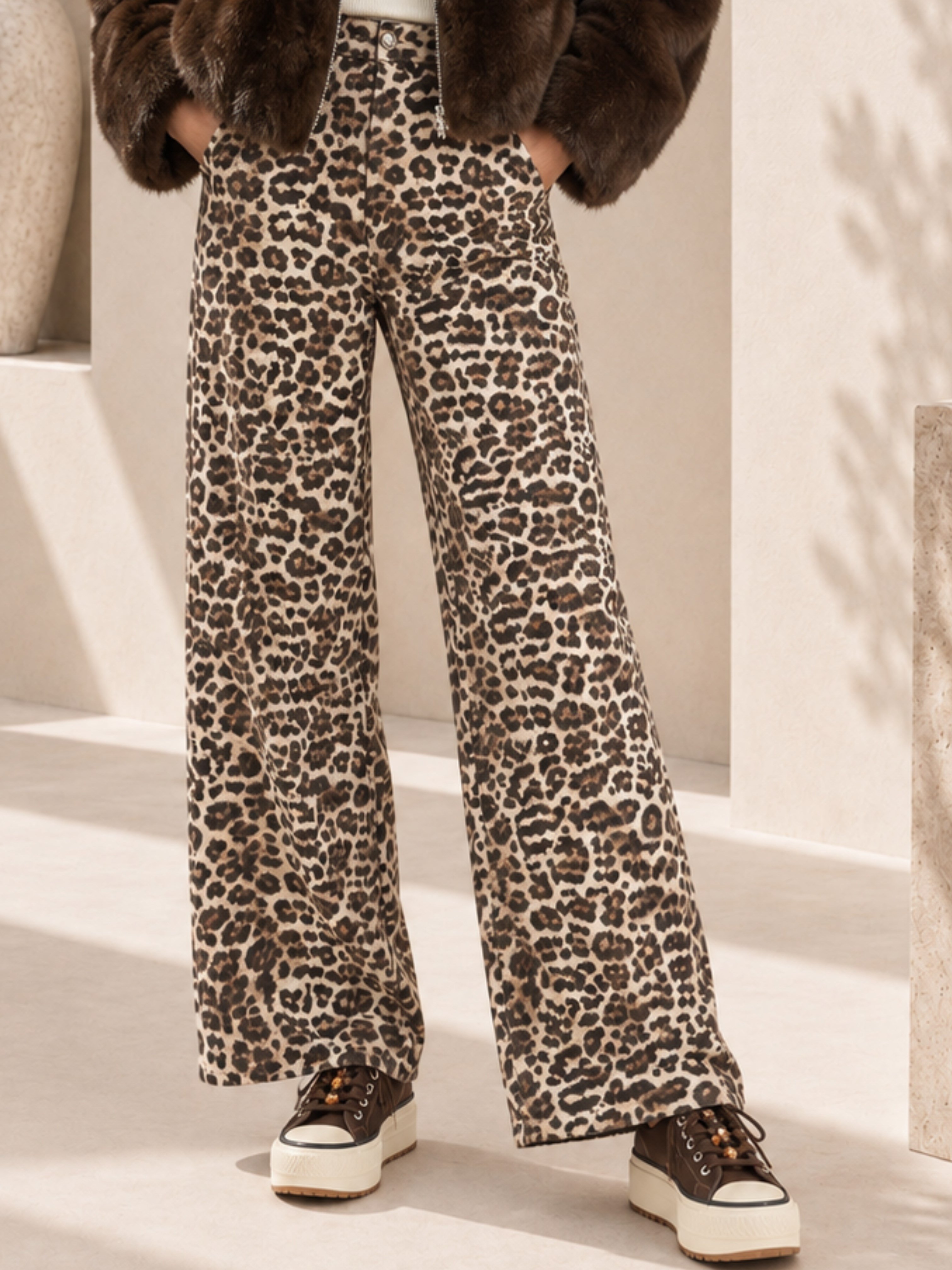 PANTOLON Leopar Palazzo Pantolon