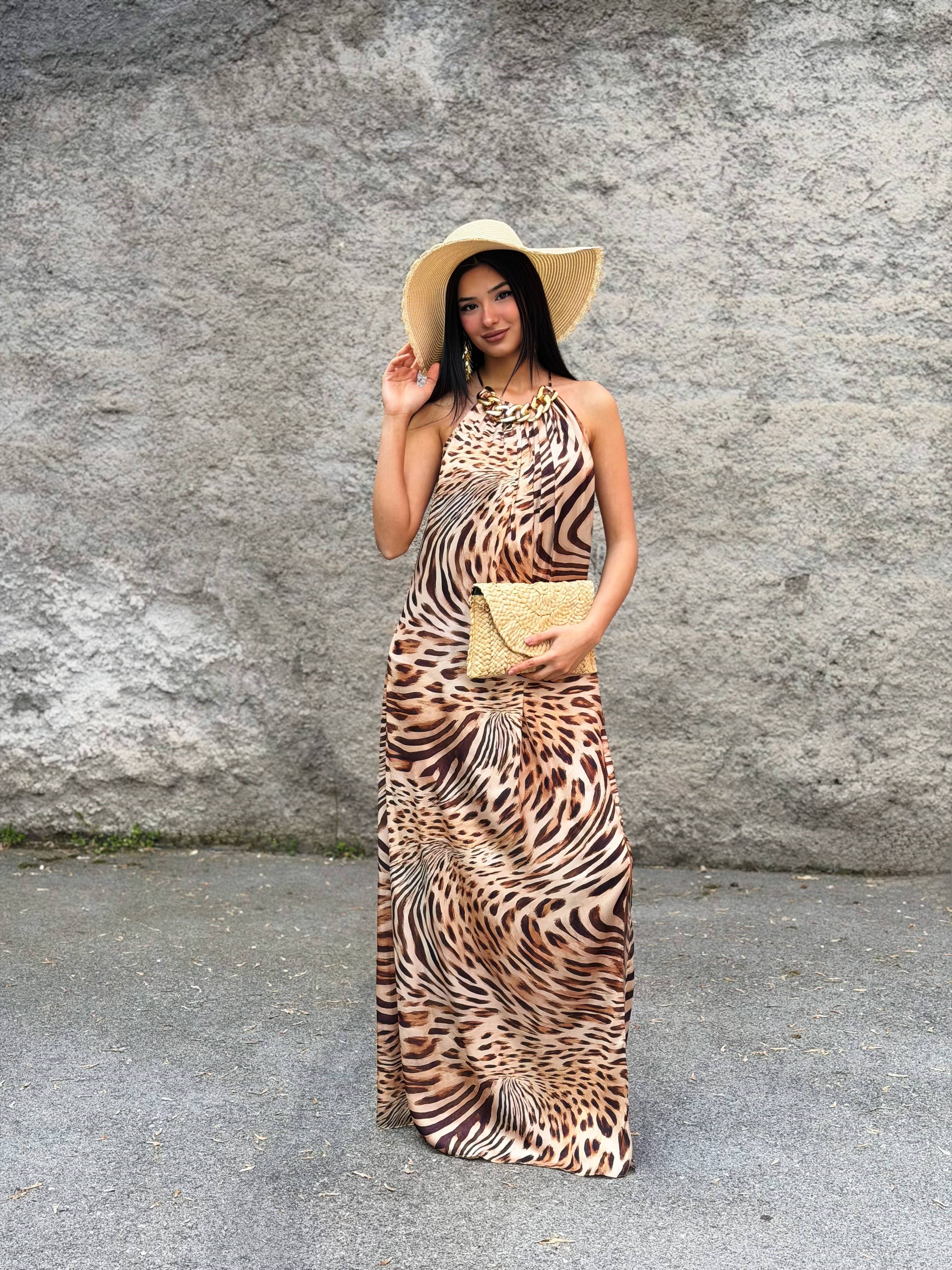 ELBİSE Leopar Saten Elbise