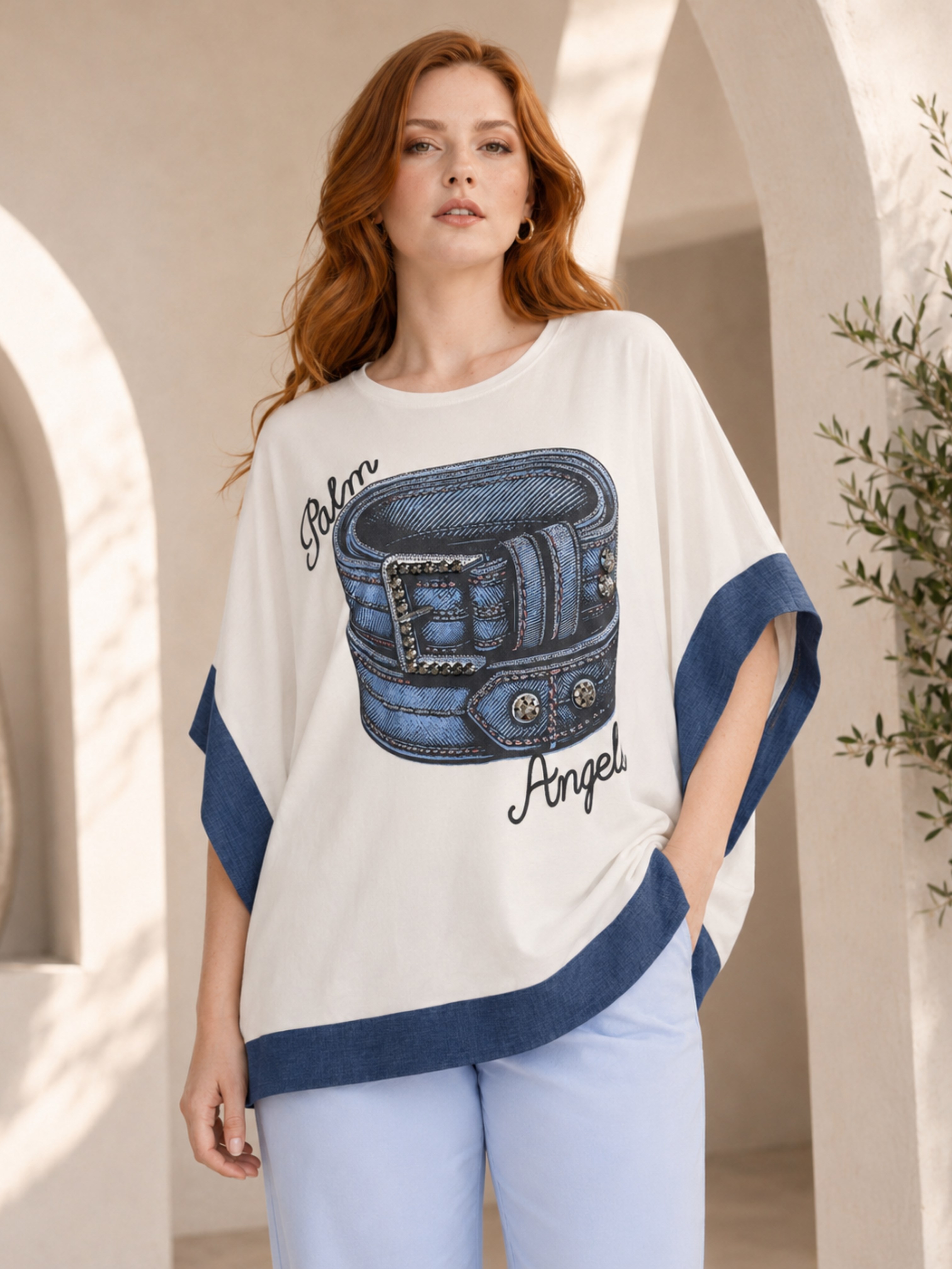 BLUZ Önü Desenli Taşlı Bluz