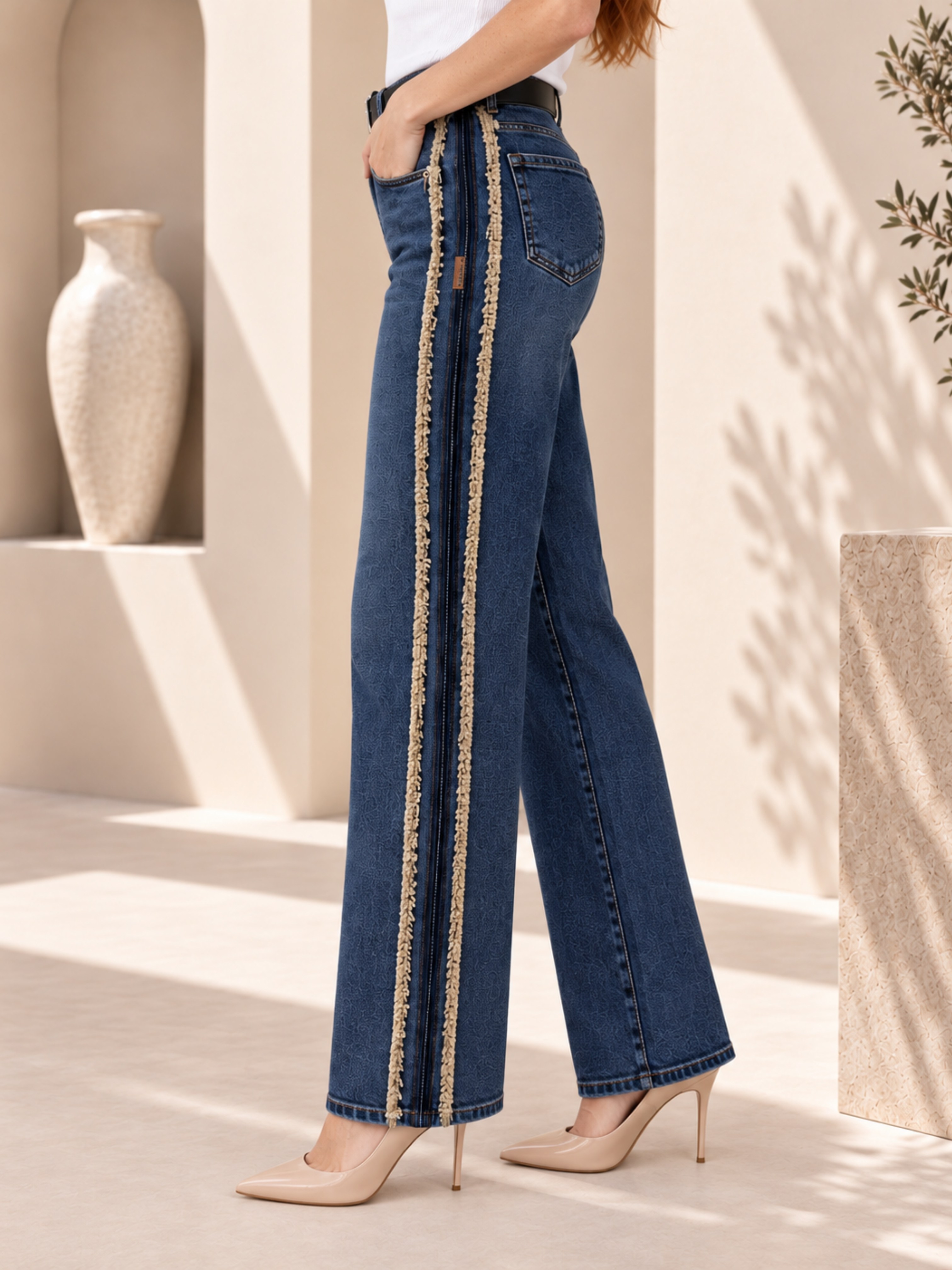 TEST Püskül Kenar Kot Pantolon