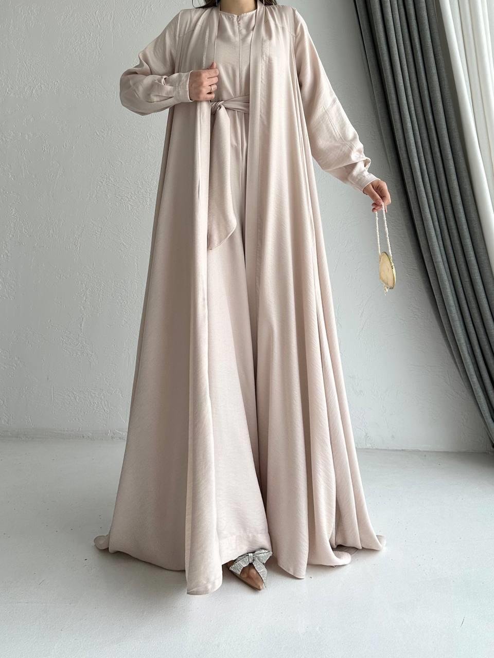 Bej Arya Tulum Abaya Takım 