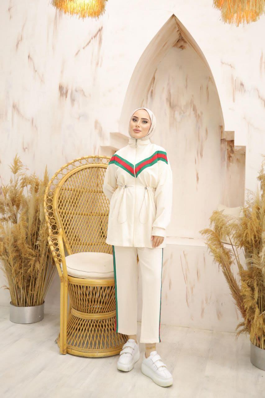 Beyaz Gucci Şerit İkili Takım