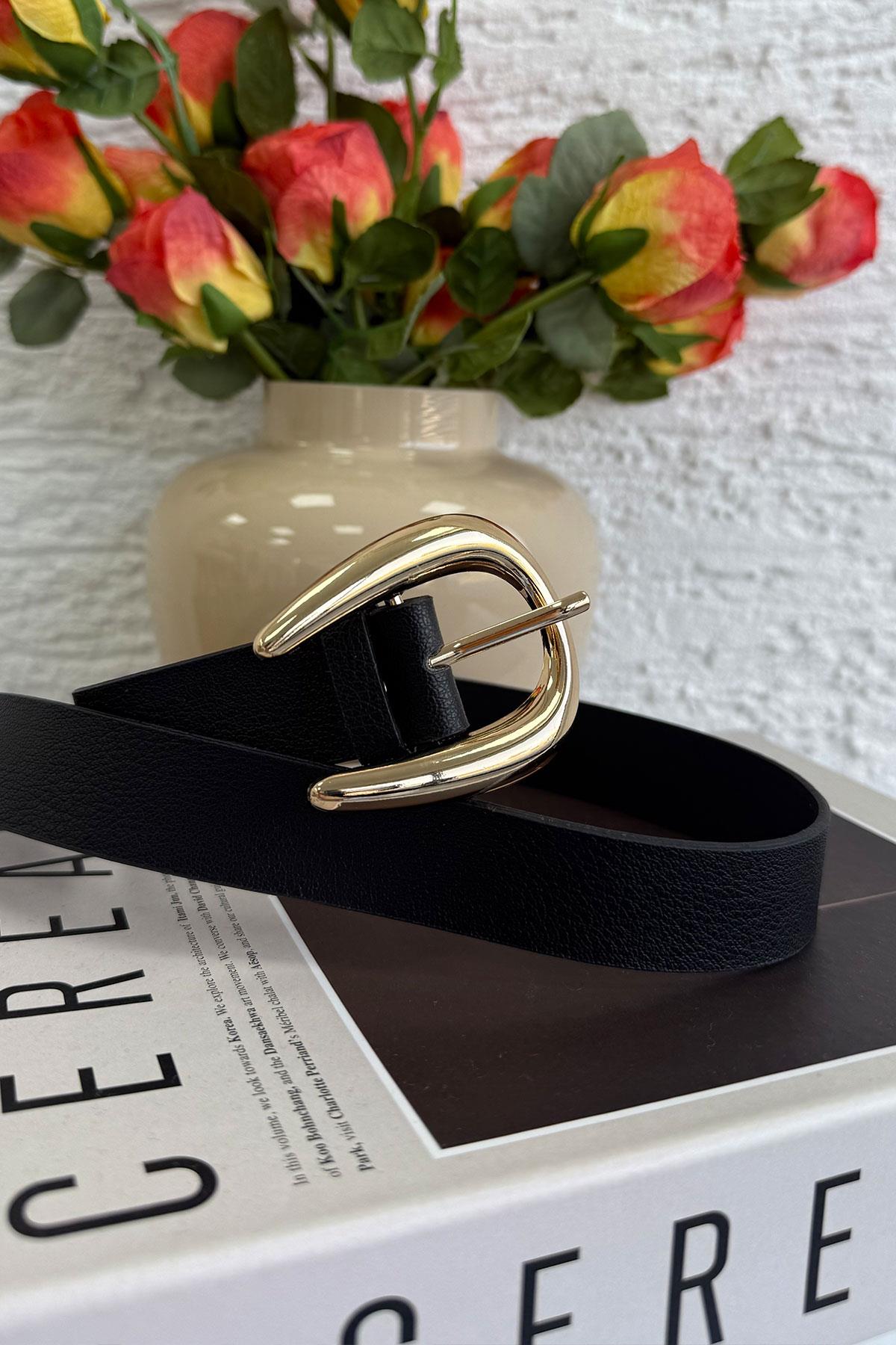 Geniş Tokalı Kadın Kemer – Siyah